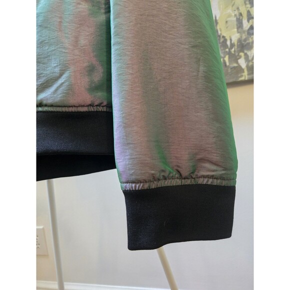 Vintage Surf Style Jacket Mens Sz L Iridescent Purple Y2K Retro Full Zip Bomber - Picture 8 of 14